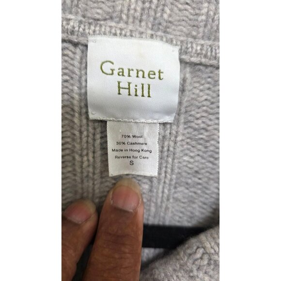 Garnet Hill Women's Gray Fisherman Cabled Button-Up Cardigan Sweater Size S 70% - Picture 7 of 7